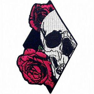 Skull and‎ Rose Embroidered Applique Iron On Patch